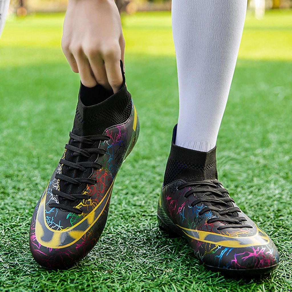 Mens Soccer Shoes Football Cleats High-Tops Lace-Up Non-Slip Spikes Outdoor AG/FG Baseball Lacrosse Rugby Boots Black EU 43 Mens Soccer Shoes Football Cleats High-Tops Lace-Up Non-Slip Spikes Outdoor AG/FG Baseball Lacrosse Rugby Boots Black EU 43