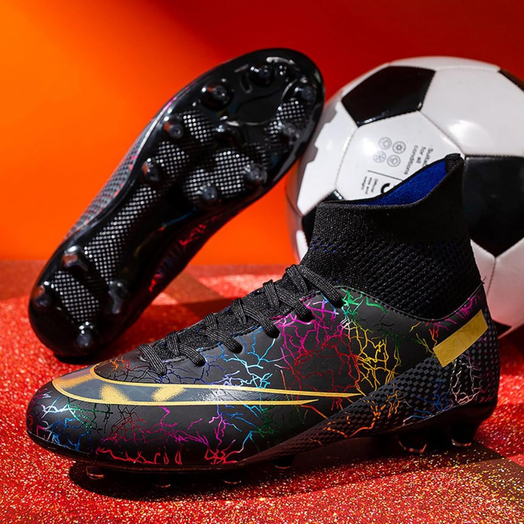 Mens Soccer Shoes Football Cleats High-Tops Lace-Up Non-Slip Spikes Outdoor AG/FG Baseball Lacrosse Rugby Boots Black EU 43 Mens Soccer Shoes Football Cleats High-Tops Lace-Up Non-Slip Spikes Outdoor AG/FG Baseball Lacrosse Rugby Boots Black EU 43