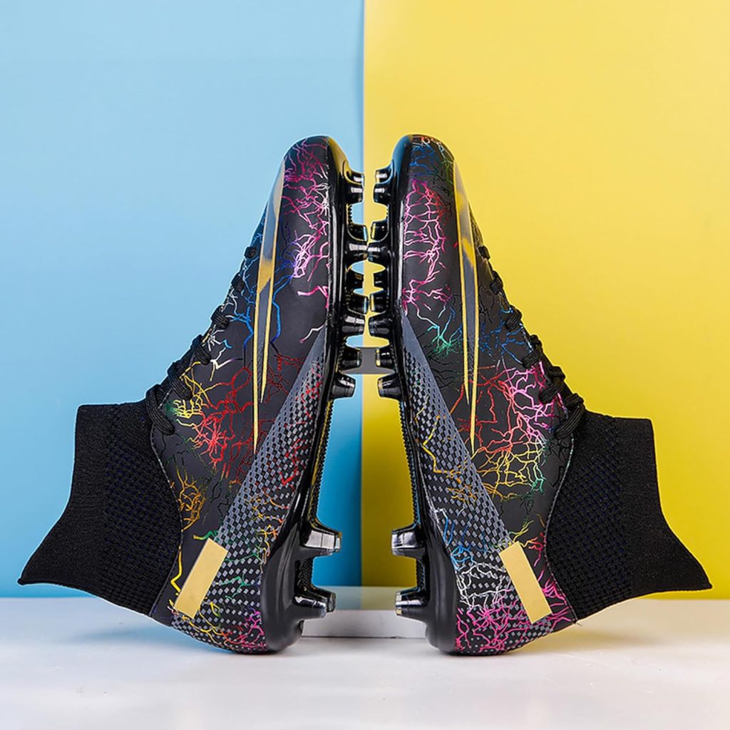 Mens Soccer Shoes Football Cleats High-Tops Lace-Up Non-Slip Spikes Outdoor AG/FG Baseball Lacrosse Rugby Boots Black EU 43 Mens Soccer Shoes Football Cleats High-Tops Lace-Up Non-Slip Spikes Outdoor AG/FG Baseball Lacrosse Rugby Boots Black EU 43