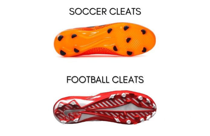 what is the main difference between soccer and football cleats 1