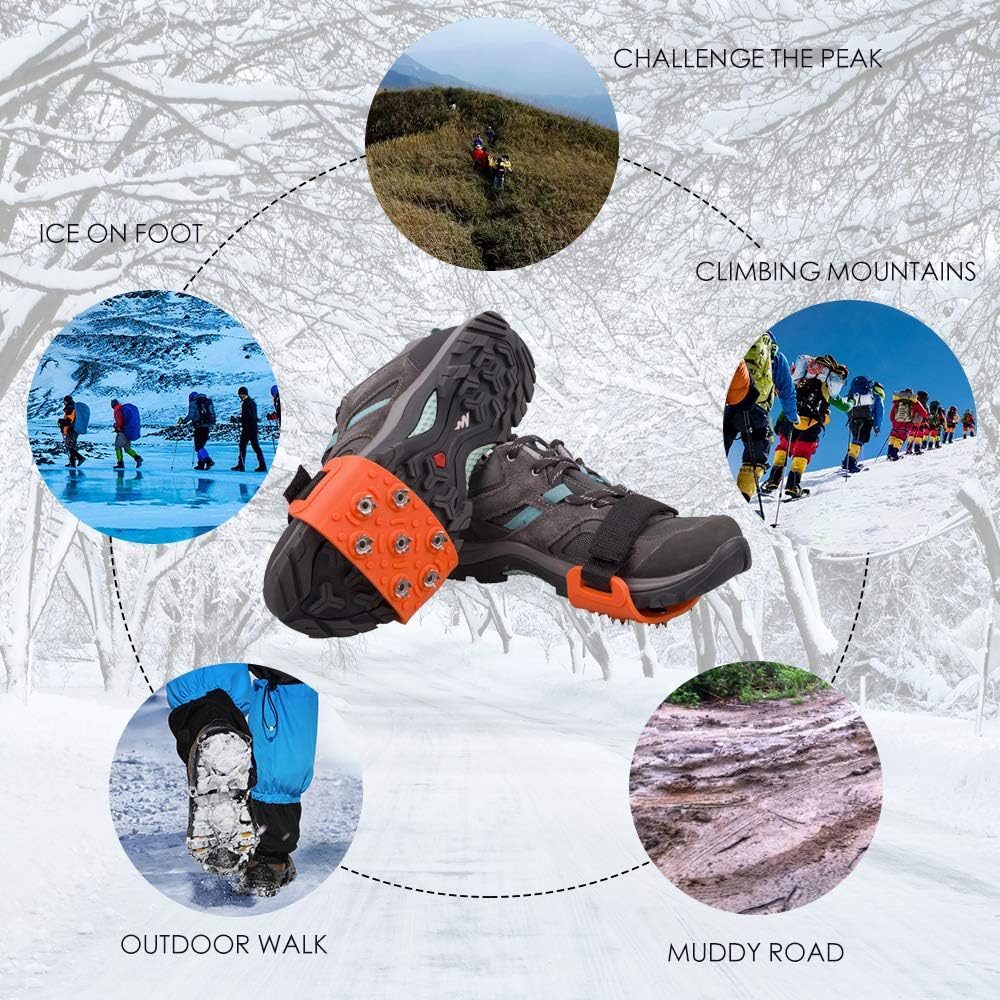 Crampon Traction Cleats Anti-Skid Traction Grips Crampons Spikes 7 Point Cleats for Footwear for Walking, Jogging, Hiking, Mountaineering Ice Snow Grips