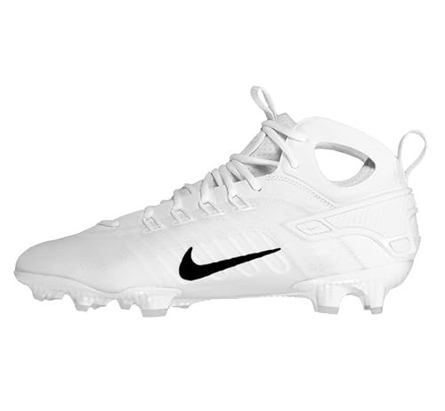 Nike Men's Huarache 9 Elite Mid Lacrosse Cleats (White | Black, 10)