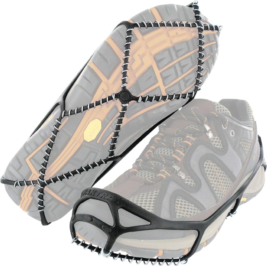 Yaktrax Walk Traction Cleats - 360-Degree Grip on Snow, Ice, Multi-terrain Surfaces - Elastic Outer Band w/ Easy-On/Off Heel Tab 1.2mm Zinc-coated Steel Coils - Abrasion Rust Resistant - Unisex