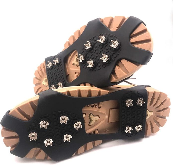 ice cleats willceal ice grippers traction cleats shoes and boots rubber snow shoe spikes crampons with 10 steel studs cl 1