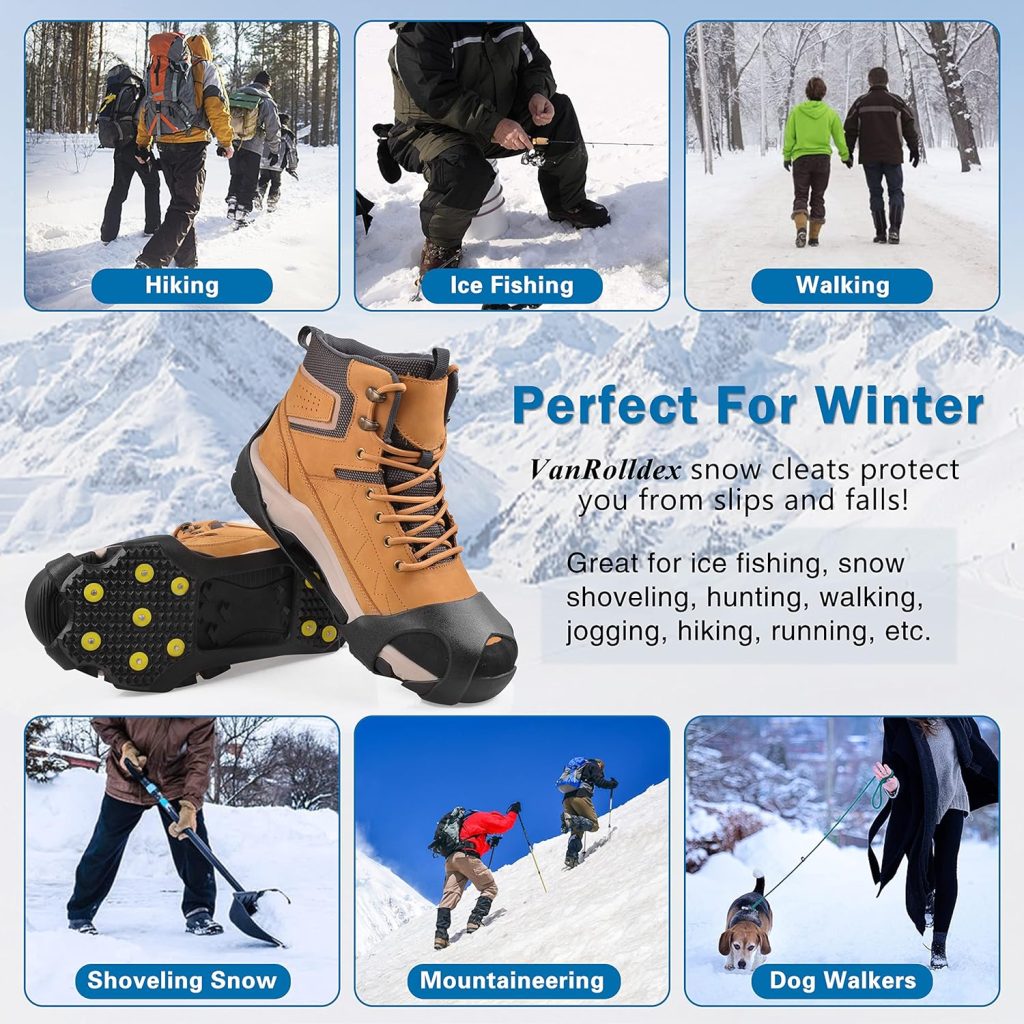 Ice Snow Cleats for Shoes and Boots Walk Traction Cleats Ice Crampon Non-Slip Overshoe for Men Women Winter Walking on Snow and Ice