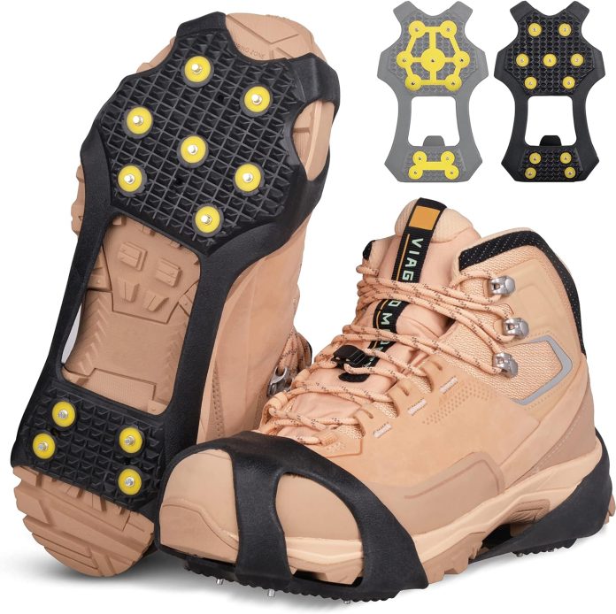 ice snow traction cleats over shoesboots anti slip crampons grippers for walking on snow ice upgrade 11 steel studs ice