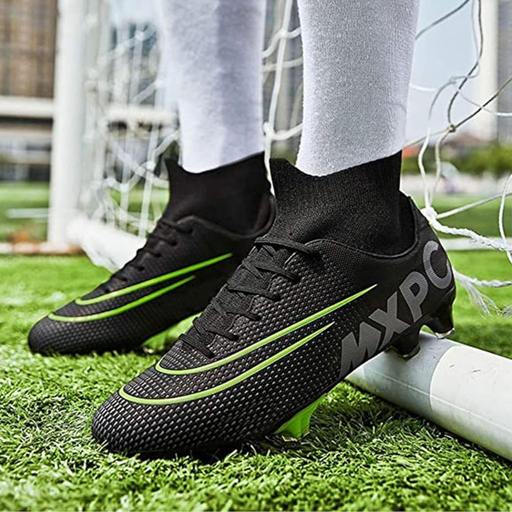 Mens High-Tops Soccer Shoes Lace-Up Non-Slip Spikes Outdoor Sports Athletic AG/FG Football Baseball Lacrosse Rugby Cleats