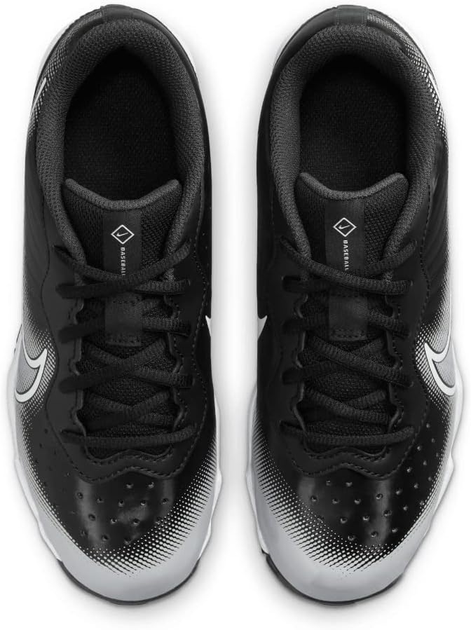 Nike Alpha Huarache 4 Keystone Boys Rubber Baseball Cleats Black | Gray Size 3.5 Medium
