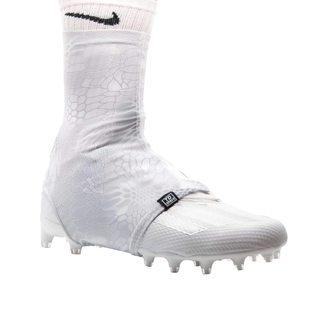 TD Spats mens Football Cleat Covers Premium Wraps Cleats For Football, Soccer, Field Hockey, Turf, White Dragon, Large