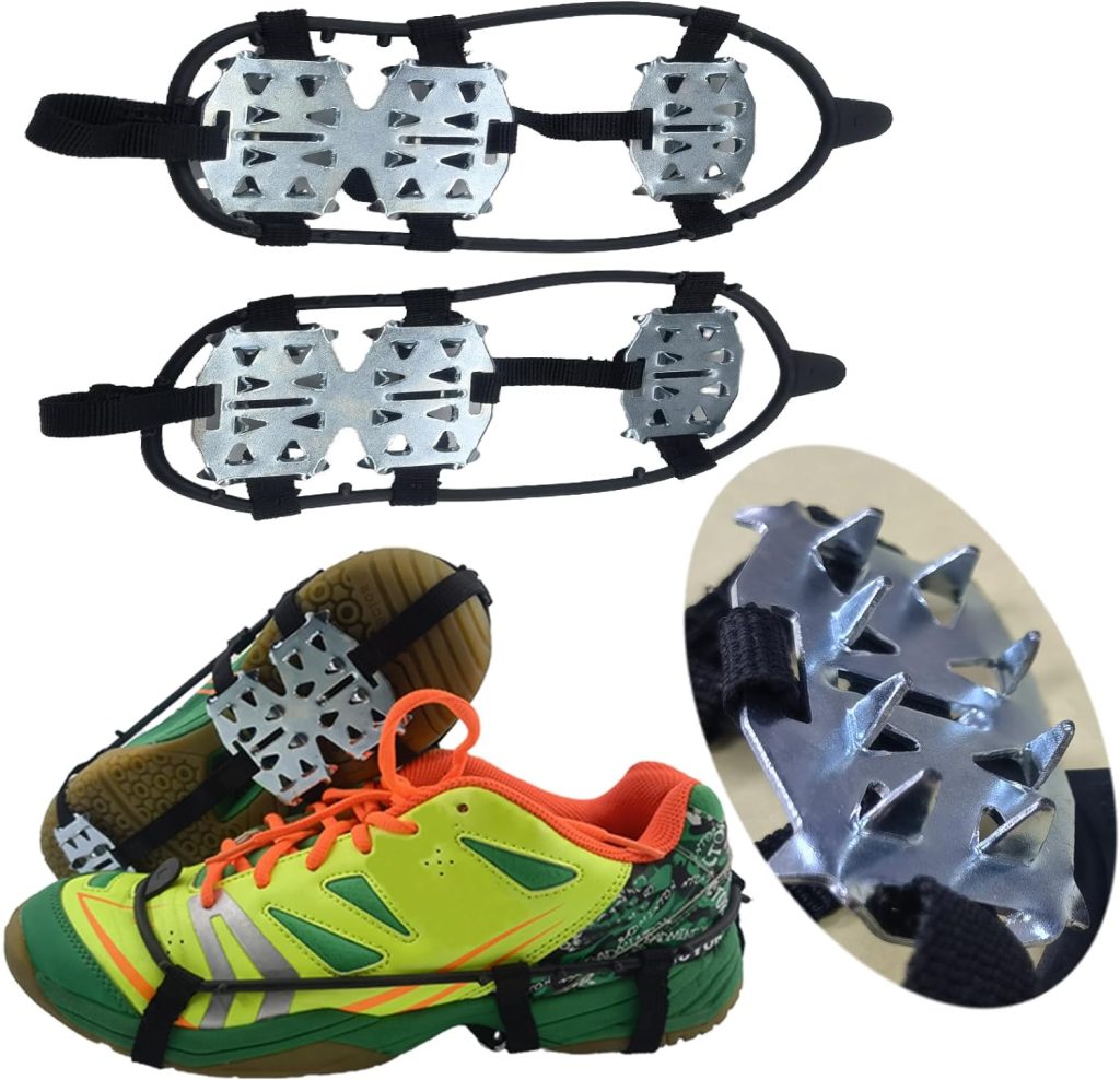 Universal Non Slip Gripper Spikes for Shoes, Treeresea Ice Traction Cleat Grips with Steel Studs Crampon,Shoe Ice  Snow Grips for Ice Sports,Walking,Running,Hunting,Fishing