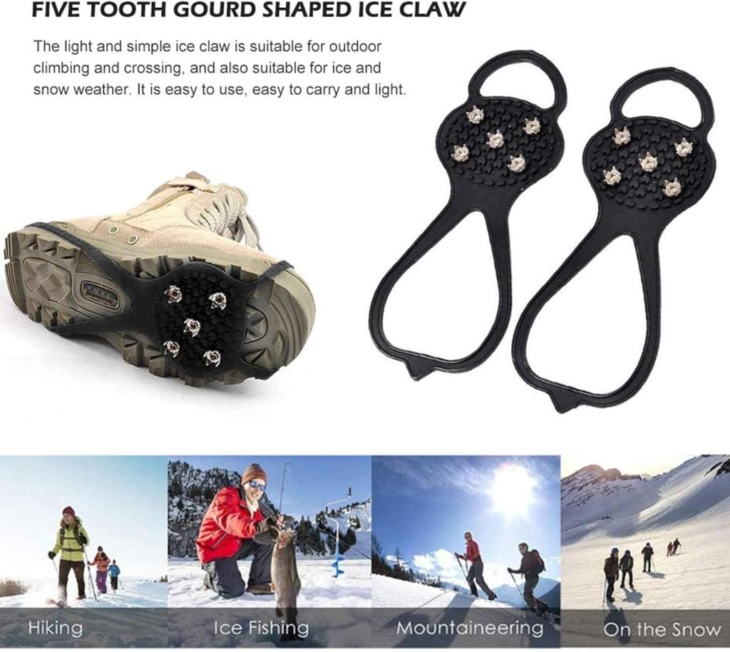 Universal Non Slip Gripper Spikes for Shoes, Treeresea Ice Traction Cleat Grips with Steel Studs Crampon,Shoe Ice  Snow Grips for Ice Sports,Walking,Running,Hunting,Fishing