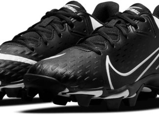 nike hyperdiamond 4 keystone molded softball cleats black black white size 85 medium 1