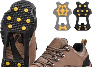 ice cleats snow traction cleats anti slip crampons for walking on snow and ice 11 steel studs snow shoes ice grippers ru