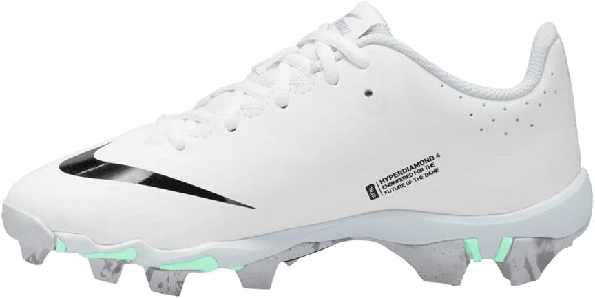Nike Girls Hyperdiamond 4 Keystone GG Molded Softball Cleats SZ 3 White | Black