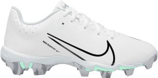 nike girls hyperdiamond 4 keystone gg molded softball cleats sz 3 white black