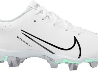 nike girls hyperdiamond 4 keystone gg molded softball cleats sz 3 white black