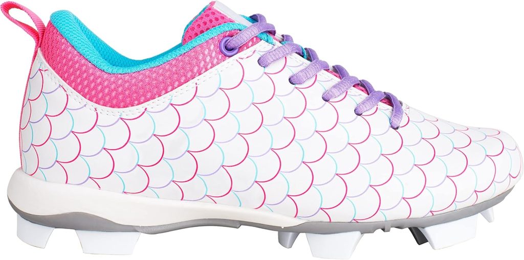 RIP-IT | Girls Play Ball Softball Cleat | White, Pink,  Purple | Size 5 | Youth Sport Equipment