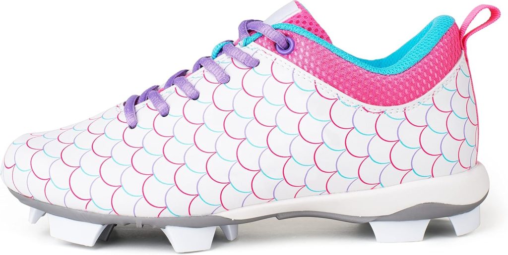 RIP-IT | Girls Play Ball Softball Cleat | White, Pink,  Purple | Size 5 | Youth Sport Equipment