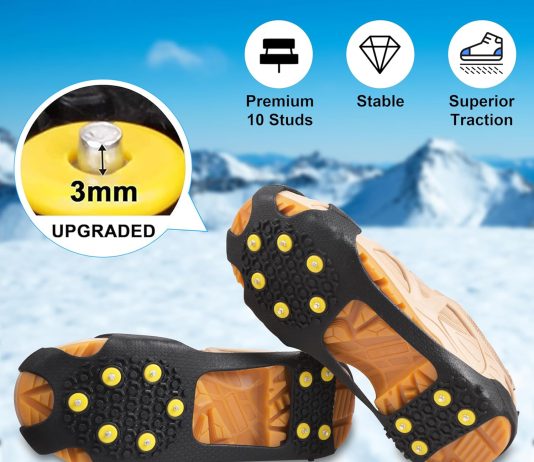 ice cleats for shoes and boots ice snow grippers anti slip crampons 10 studs traction cleat for women men kids hiking fi 1