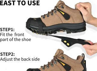 ice cleats ice grips traction cleats grippers non slip over shoeboot rubber spikes crampons with 10 steel studs crampons 3