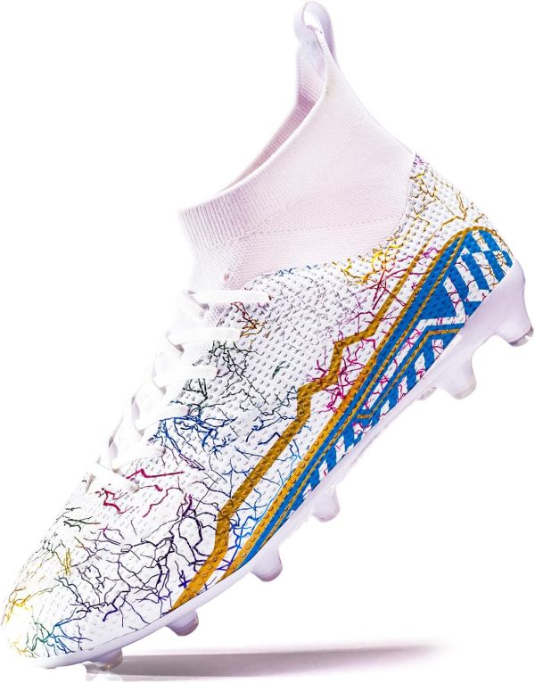 Soccer Cleats Mens Football Cleats Professional Soccer Shoes High-Tops Non-Slip Spikes for Big Boys Wide Training Sneaker