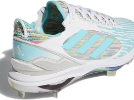 Adidas Womens PureHustle 2 Elite Dripped Out Softball Cleats, White/Pulse Aqua/Shock Pink