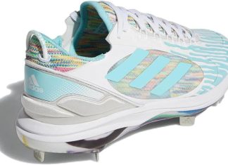 Adidas Womens PureHustle 2 Elite Dripped Out Softball Cleats, White/Pulse Aqua/Shock Pink