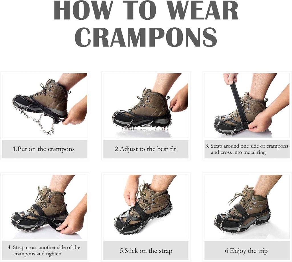 Crampons Ice Cleats Traction Snow Grips for Boots Shoes Women Men Anti Slip 19 Stainless Steel Spikes Safe Protect for Hiking Fishing Walking Climbing Mountaineering Crampons Ice Cleats Traction Snow Grips for Boots Shoes Women Men Anti Slip 19 Stainless Steel Spikes Safe Protect for Hiking Fishing Walking Climbing Mountaineering