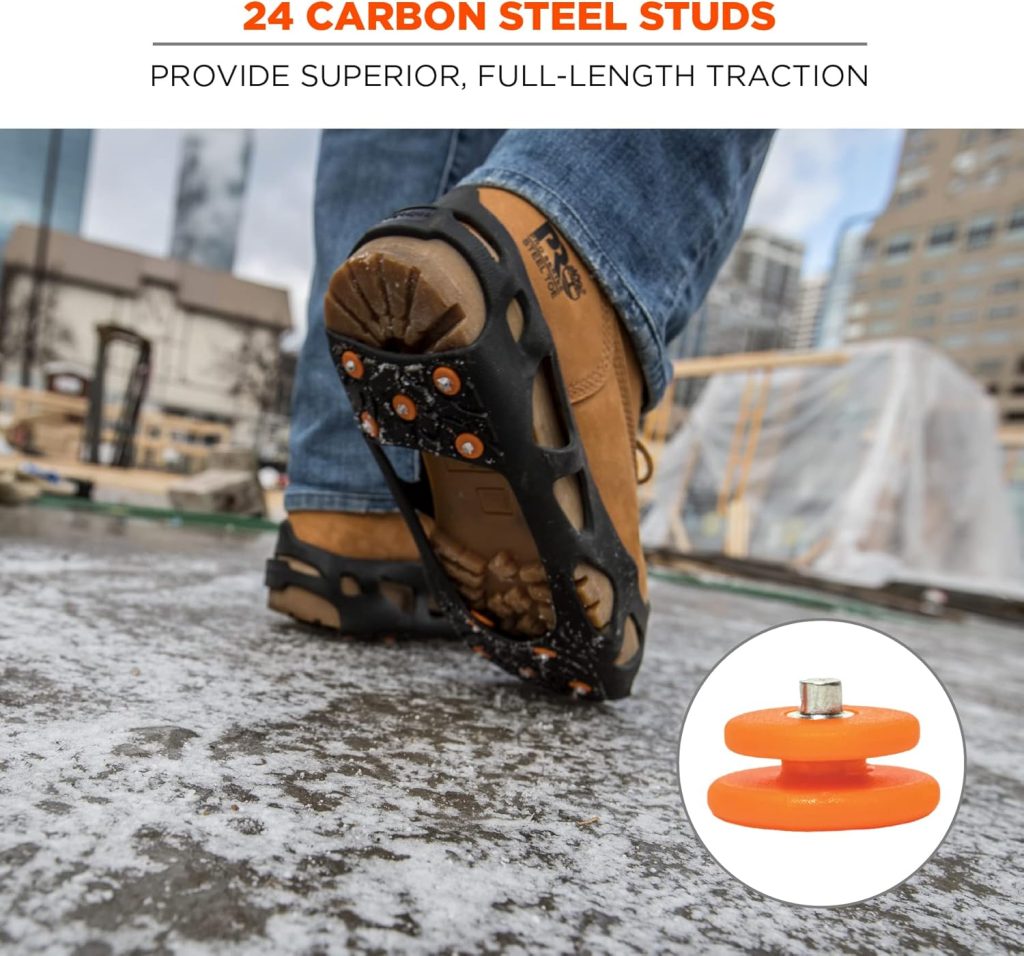 Ergodyne TREX 6304 Performance Traction Cleat Grips Ice and Snow, One-Piece Easily Attaches Over Shoe/Boot with Carbon Steel Spikes to Provide Anti-Slip Solution, Large,Black Ergodyne TREX 6304 Performance Traction Cleat Grips Ice and Snow, One-Piece Easily Attaches Over Shoe/Boot with Carbon Steel Spikes to Provide Anti-Slip Solution, Large,Black