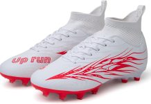 Football Cleats for Men Women High Top Soccer Shoes FG Long Spikes Football Shoes Adult Lightweight Outdoor Professional Athletic Training