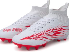Football Cleats for Men Women High Top Soccer Shoes FG Long Spikes Football Shoes Adult Lightweight Outdoor Professional Athletic Training