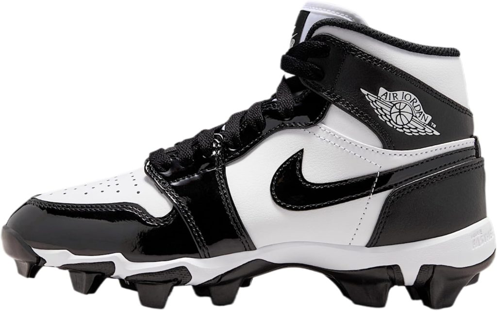 Jordan Mid Little/Big Kids Cleats (White/Black/Black) Jordan Mid Little/Big Kids Cleats (White/Black/Black)