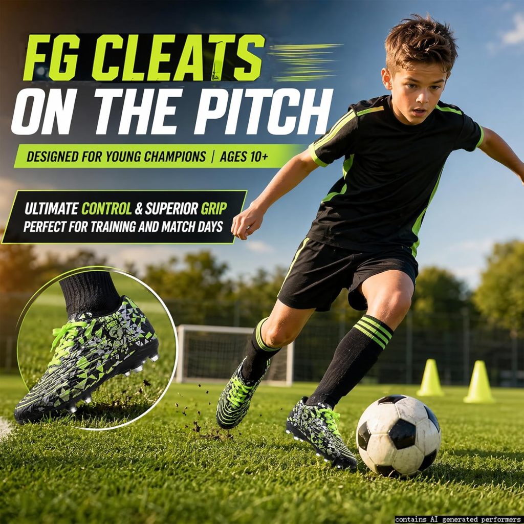 Kids Soccer Cleats Boys Girls Trainning Football Shoes for Little/Big Kid Outdoor Indoor Firm Ground Athletic Turf Lace up Kids Soccer Cleats Boys Girls Trainning Football Shoes for Little/Big Kid Outdoor Indoor Firm Ground Athletic Turf Lace up