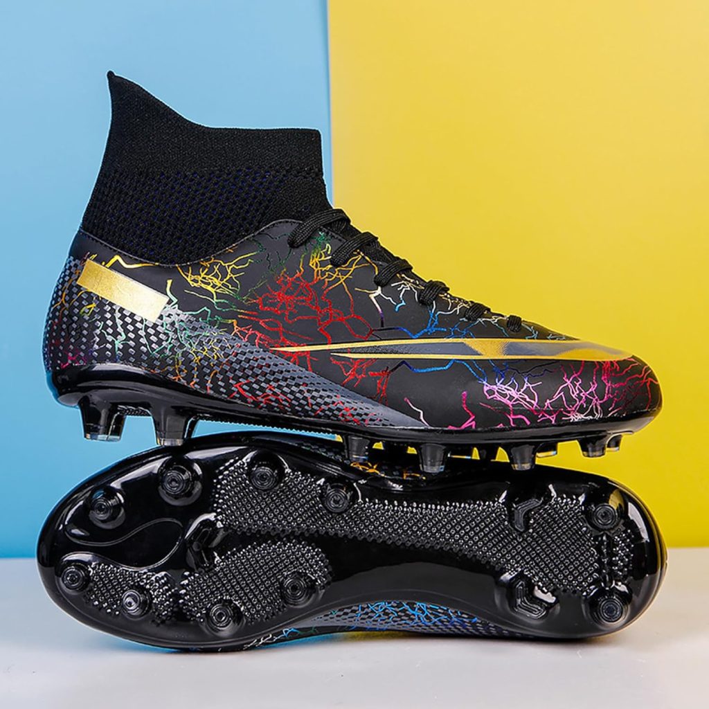 Mens Soccer Shoes Football Cleats High-Tops Lace-Up Non-Slip Spikes Outdoor AG/FG Baseball Lacrosse Rugby Boots Black EU 44 Mens Soccer Shoes Football Cleats High-Tops Lace-Up Non-Slip Spikes Outdoor AG/FG Baseball Lacrosse Rugby Boots Black EU 44