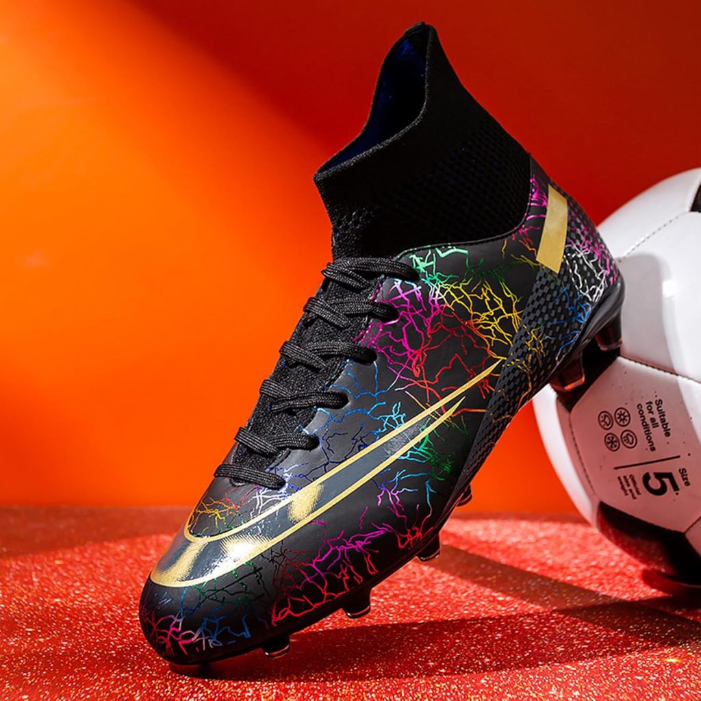 Mens Soccer Shoes Football Cleats High-Tops Lace-Up Non-Slip Spikes Outdoor AG/FG Baseball Lacrosse Rugby Boots Black EU 44 Mens Soccer Shoes Football Cleats High-Tops Lace-Up Non-Slip Spikes Outdoor AG/FG Baseball Lacrosse Rugby Boots Black EU 44