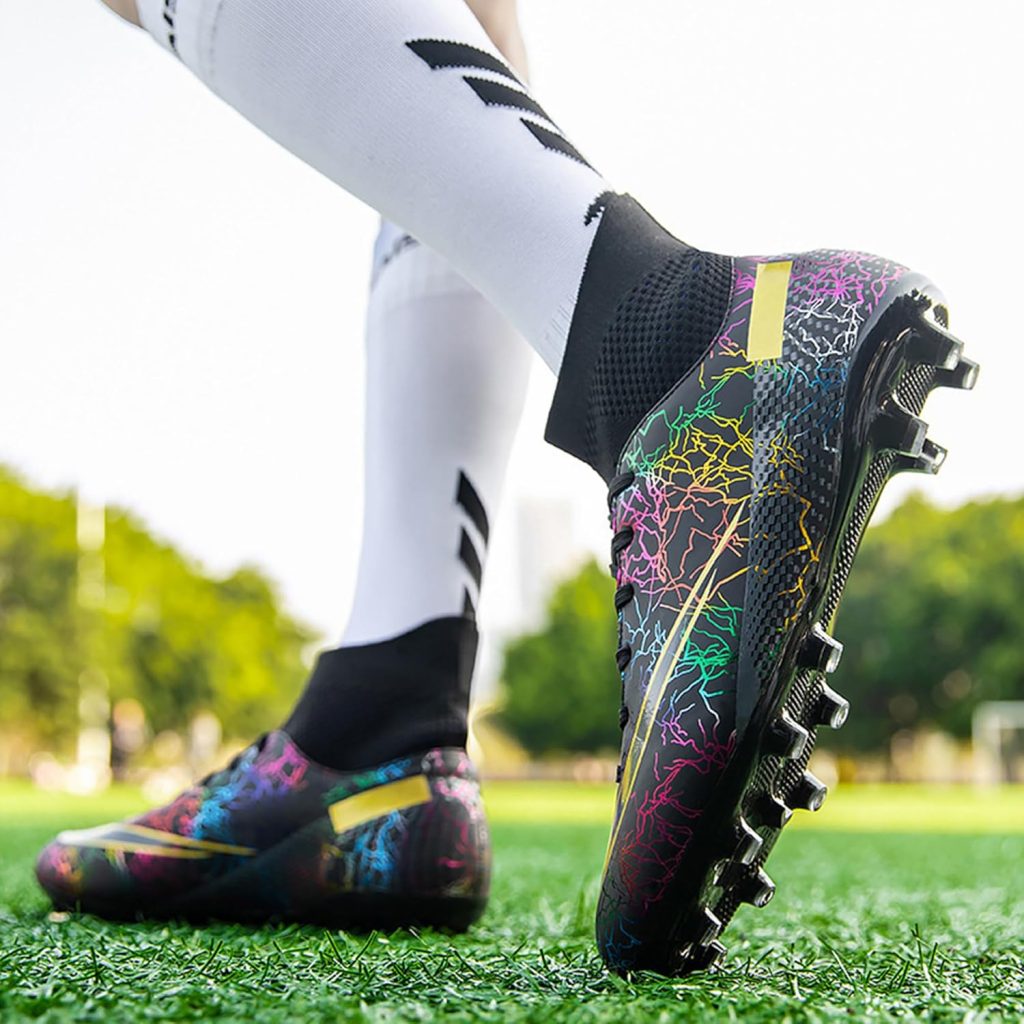 Mens Soccer Shoes Football Cleats High-Tops Lace-Up Non-Slip Spikes Outdoor AG/FG Baseball Lacrosse Rugby Boots Black EU 44 Mens Soccer Shoes Football Cleats High-Tops Lace-Up Non-Slip Spikes Outdoor AG/FG Baseball Lacrosse Rugby Boots Black EU 44