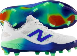 New Balance Women’s Velov4 Molded Fastpitch Softball Cleats White/Navy Medium 7