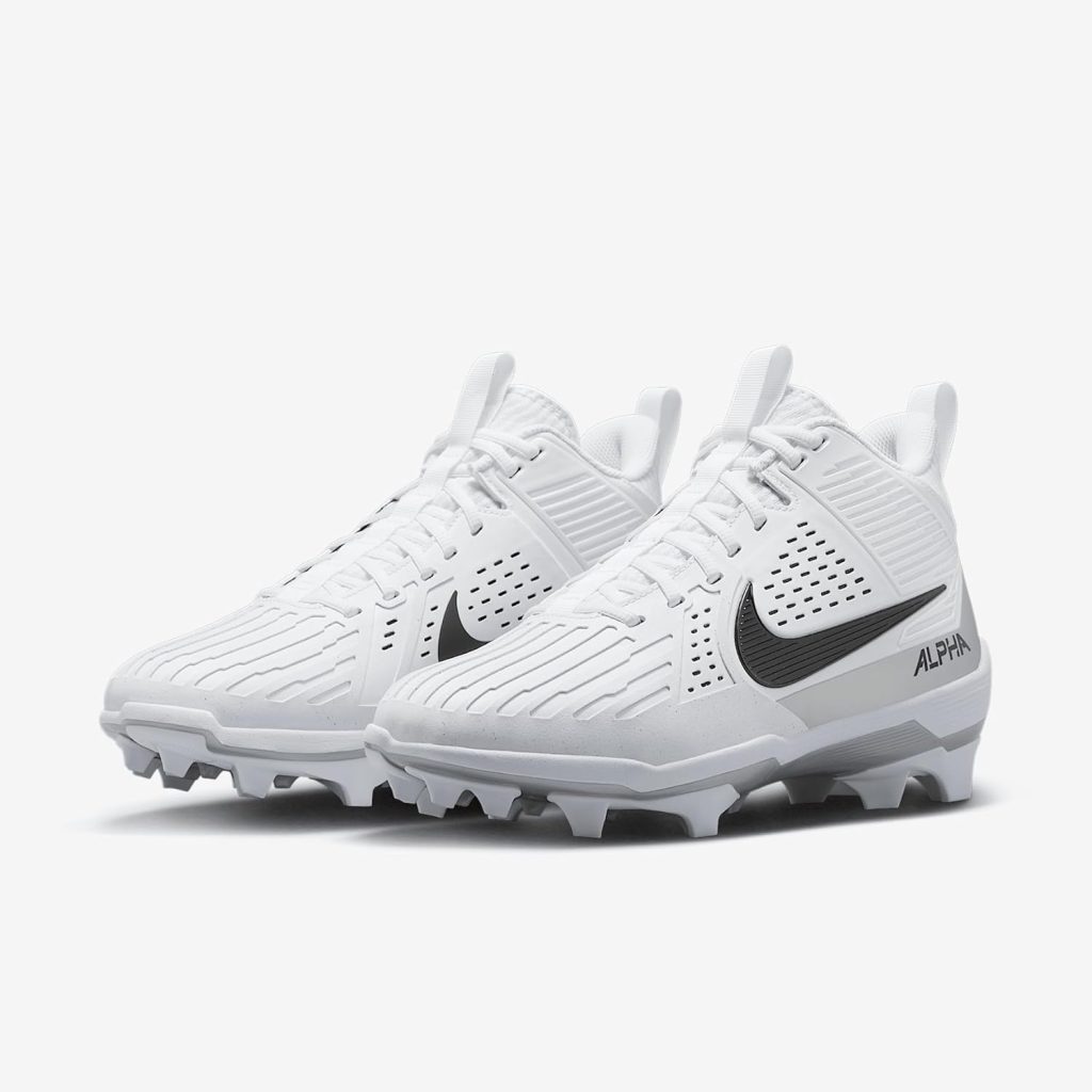Nike Alpha Menace Strong Mens Football Cleats (II5139-010, Black/Metallic Silver/White) Nike Alpha Menace Strong Mens Football Cleats (II5139-010, Black/Metallic Silver/White)