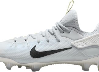 Nike Huarache 9 Elite Low LAX SE Lacrosse Cleats (FV6147-001, Football Grey/White/Luminous Green/Black) Size 8