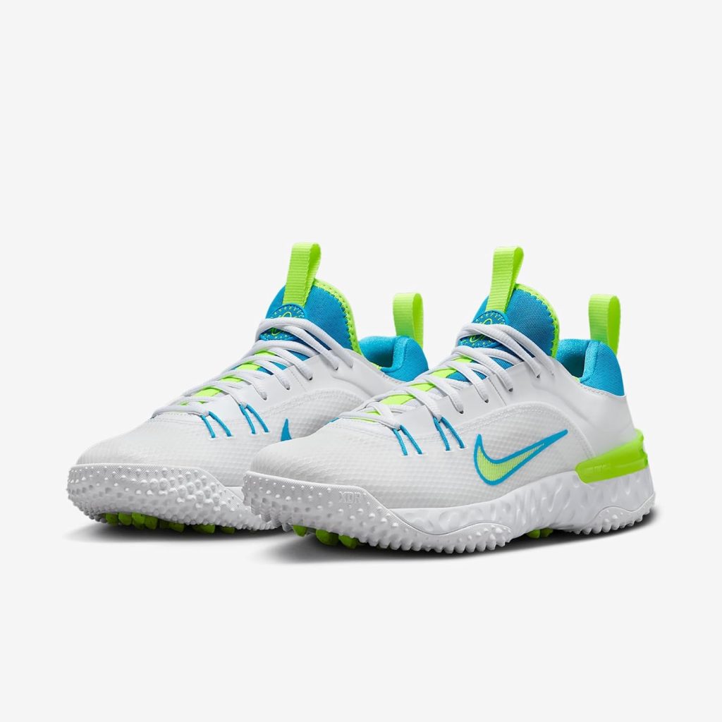 Nike Huarache Elite TF LAX SE Lacrosse Shoes (FV6148-100, White/White/Volt/Vivid Blue) Size 12 Nike Huarache Elite TF LAX SE Lacrosse Shoes (FV6148-100, White/White/Volt/Vivid Blue) Size 12