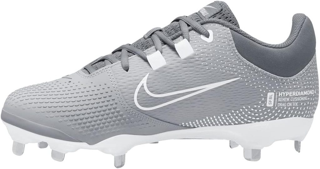 Nike Hyperdiamond 4 Pro Metal Softball Cleats Gray | White Size 8 Medium Nike Hyperdiamond 4 Pro Metal Softball Cleats Gray | White Size 8 Medium