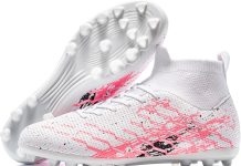 Unisex Soccer Cleats Lightweight No-Tie Lacing System Multi-Surface Football Shoes with Ankle Support for Beginners to Advanced Players