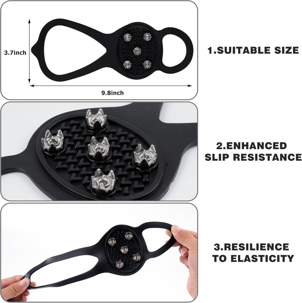 WBCBEC 2 Pairs Non Slip Gripper Spike Ice Traction Cleats Walk Traction Cleat Ice Snow Grips for Shoes, Boot with 5 Steel Studs Crampons WBCBEC 2 Pairs Non Slip Gripper Spike Ice Traction Cleats Walk Traction Cleat Ice Snow Grips for Shoes, Boot with 5 Steel Studs Crampons