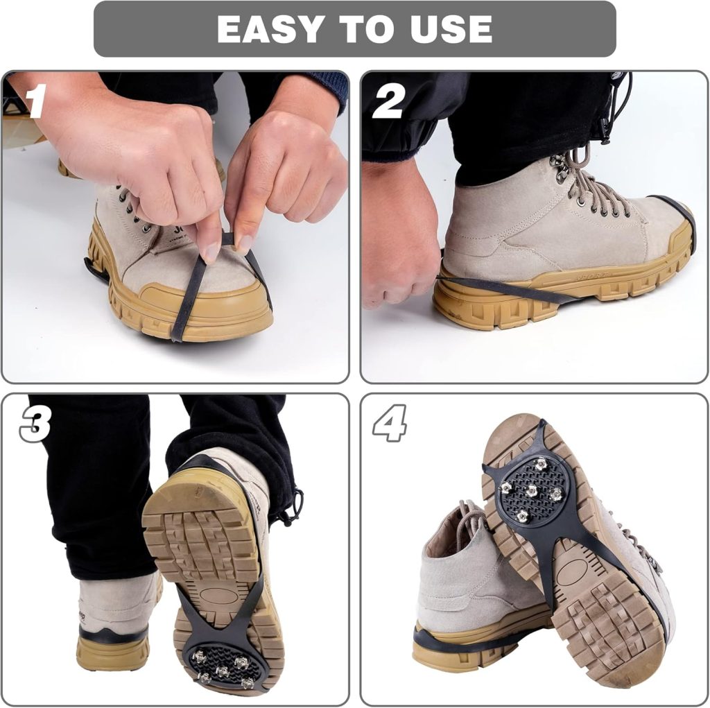 WBCBEC 2 Pairs Non Slip Gripper Spike Ice Traction Cleats Walk Traction Cleat Ice Snow Grips for Shoes, Boot with 5 Steel Studs Crampons WBCBEC 2 Pairs Non Slip Gripper Spike Ice Traction Cleats Walk Traction Cleat Ice Snow Grips for Shoes, Boot with 5 Steel Studs Crampons